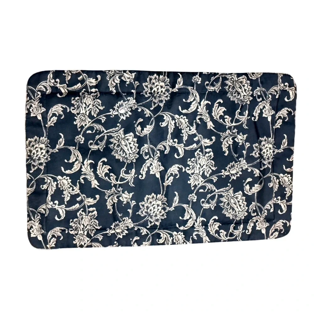 Croscill King Pillow Shams Throw Pillow Navy‎ Gold Damask Set Hollywood Regency